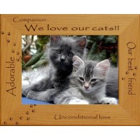WE LOVE OUR CATS!! ENGRAVED ALDERWOOD CAT PHOTO FRAME in four sizes #0149_1   282778695106